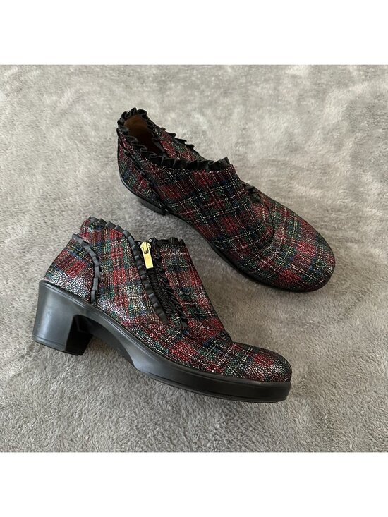 Alegria Shoes - Alegria Hannah Ankle Boots Booties Red Tartan Plaid Women's 40 US 9.5 10